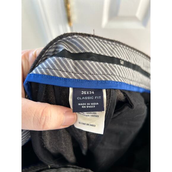 Vintage 90s Gap Brown Wool Grey Pin Stripe Trousers - Picture 4 of 5